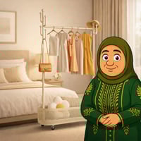 ستاند ملابس أبيض متحرك متين + 6 خطافات + مساحة تخز...