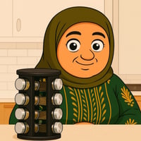 منظم بهارات أسود دوار + 16 علبة زجاجية