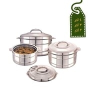 طقم 3 حافظات طعام ستانلس ستيل فضي من Royal Camel س...