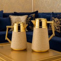 طقم ترامس شاي وقهوة بيج منقط مذهب من رويال كاميل