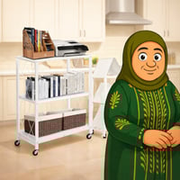 أرفف تخزين قابلة للطي متحركة 3 أدوار أبيض