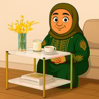 طاولة جانبية رخامية بطابقين وبإطار ذهبي أنيق من اك...