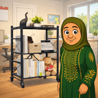 أرفف تخزين قابلة للطي متحركة 3 أدوار أسود