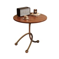 طاولة جانبية خشبية بقاعدة معدنية