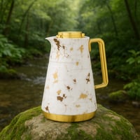 ترمس شاي أبيض رخامي مذهب من الأسطورة