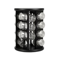 منظم بهارات أسود دوار + 16 علبة زجاجية