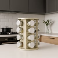 منظم بهارات بيج دوار + 16 علبة زجاجية