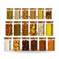 طقم 18 برطمان زجاجي للبهارات سعات كبيرة وأغطية مزد...