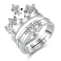 خواتم كوبلز خطوبة زواج ارتباط مطلية فضة مزينة بحجر...