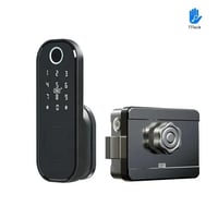 قفل باب حديد ذكي يعمل عن طريق (البصمة والكرت والرق...