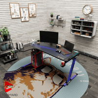 كرسي العاب قيمنق أزرق مع طاولة العاب زاوية لون أزر...