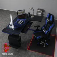 كرسي قيمنق مع طاولة قيمنق زاوية لون ازرق بأسود