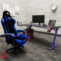 كرسي العاب قيم أزرق مع طاولة العاب زاوية لون أزرق