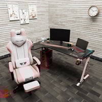 كرسي العاب قيمنق بنك بأبيض مع طاولة العاب زاوية لو...