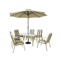 طاولة طعام مع مظلة 6كرسي خارجيه