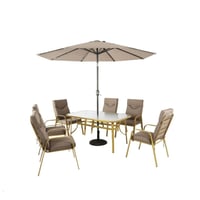 طاولة طعام مع مظلة 6كرسي خارجيه