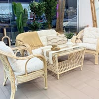 طقم جلسه خارجيه اثاث خيزران لــ4 أشخاص