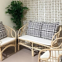 جلسة خيزران كلاسيك – ثلاث قطع مع وسائد مربعة