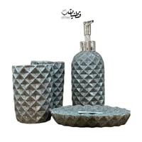 اكسسوار مغسلة رمادي-٤ قطع