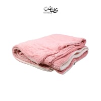 بطانية مخمل و فرو وردي