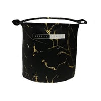 سلة ملابس الغسيل أسود و ذهبي