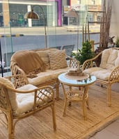 طقم قبرص فاتح خيزران طبيعي لــ 4 أشخاص