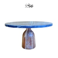 صحن تقديم رخام أسود بقاعدة خشب