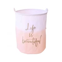 سلة غسيل قماش وردي