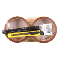 طقم حبتين شريط لاصق بلاستيكي بني مع مشرط و قلم مار...