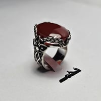 خاتم مميز مطلي فضه تصميم نجراني حجر عقيق فخم