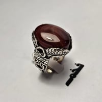 خاتم مميز مطلي فضه تصميم نجراني حجر عقيق يمني فخم