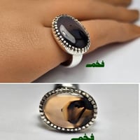 خاتم ملكي فضه فخم بحجر عقيق يماني طبيعي مصور فاخر