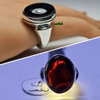 خاتم فضه فاخر حجر عقيق يماني طبيعي فخم