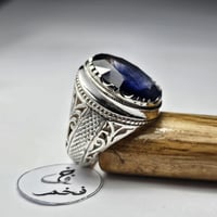 خاتم فضه تصميم فخم حجر زفير تايلندي مميز جدا مع تع...