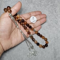 مسباح عقيق فاخر سبحة عقيق بألوان وتموجات فخمه 37 خ...