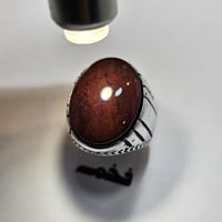 خاتم مطلي فضه حجر عقيق مقاس الخاتم 10 امريكي