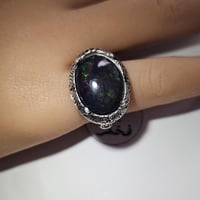 خاتم فضه ملكي تصميم فاخر حجر اوبال اثيوبي طبيعي فل...