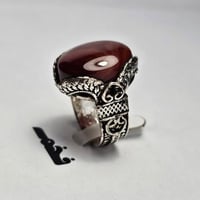 خاتم مميز مطلي فضه تصميم نجراني حجر عقيق يمني فخم