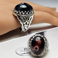 خاتم فضه فخم حجر عقيق سليماني طبيعي