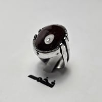 خاتم مطلي فضه حجر عقيق مقاس الخاتم 8 امريكي