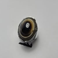 خاتم مطلي فضه حجر عقيق مقاس الخاتم 9.5 امريكي