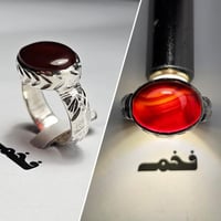 خاتم ملكي فضه نقش يدوي نادر حجر عقيق يمني طبيعي لو...