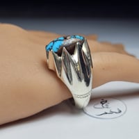 خاتم فضه تصميم فخم حجر فيروز نيشابوري ايراني عنكبو...