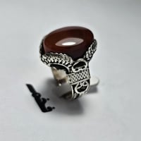 خاتم مميز مطلي فضه تصميم نجراني حجر عقيق يمني فخم