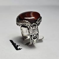 خاتم مميز مطلي فضه تصميم نجراني حجر عقيق فخم