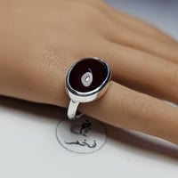 خاتم فضه ملكي فخم حجر عقيق يمني طبيعي لون فاخر