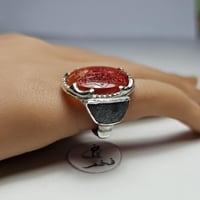 خاتم فضه انتيك قديم اسطوري حجر عقيق يماني منقوش سو...