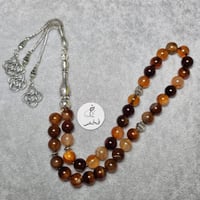 مسباح عقيق فاخر سبحة عقيق بألوان وتموجات فخمه 37 خ...