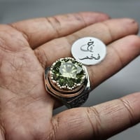 خاتم فضه فخم نقش يدوي حجر مازونايت ألماس امريكي فا...