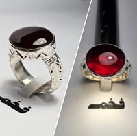 خاتم ملكي فضه فخم حجر عقيق كرزي يماني نادر قريب شف...